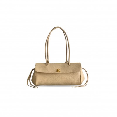 CHANEL MASTER SMALL URBAN ESSENTIAL EAST WEST SHOPPING TOTE LIGHT BEIGE CAVIAR GOLD HARDWARE (31*15*12cm) 